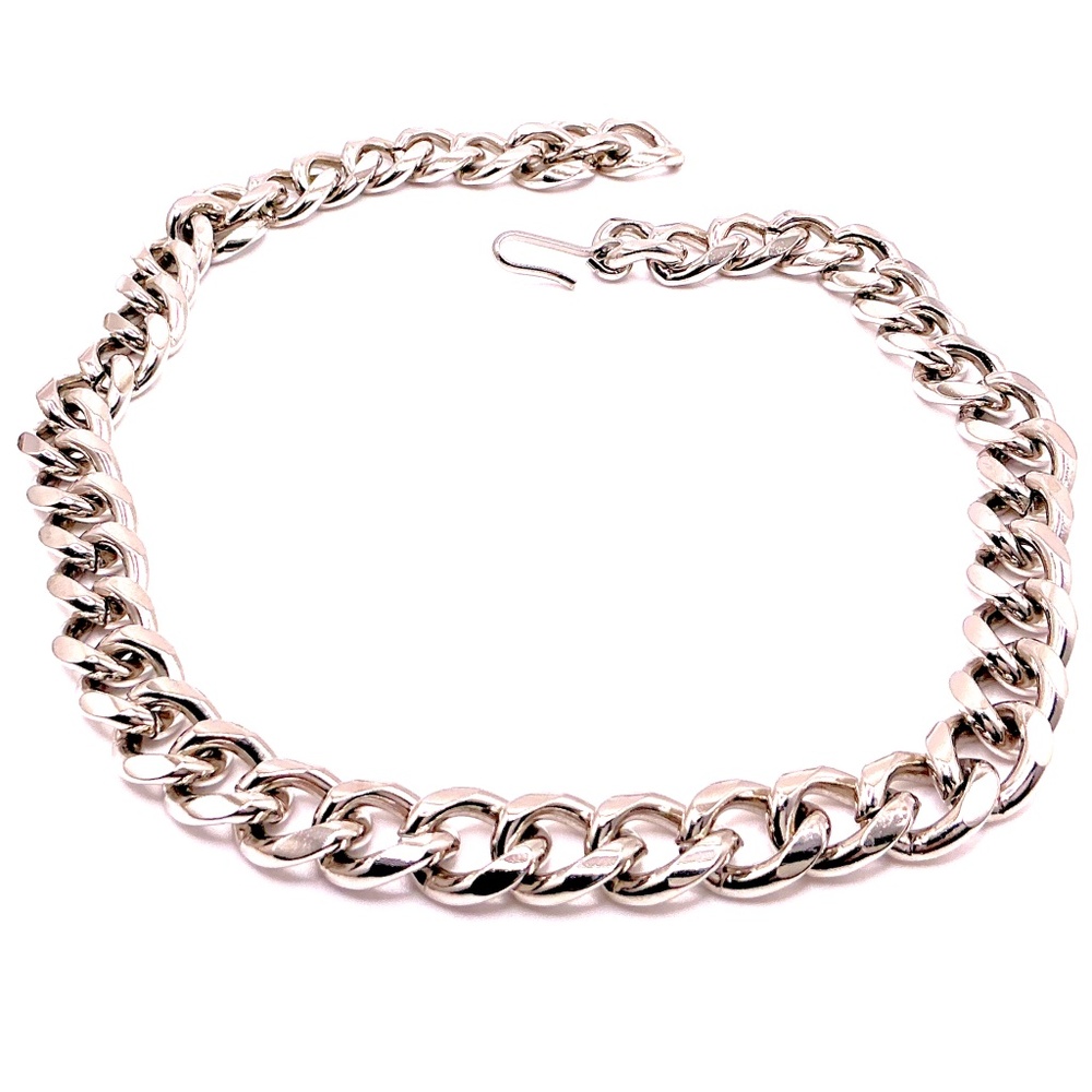 Statement Silver Tone Chain Link Necklace 19”